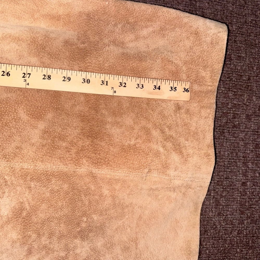 AMI Vintage 100% Leather Maxi Skirt Brown Suede Y2K Western Size 10 - Picture 7 of 7